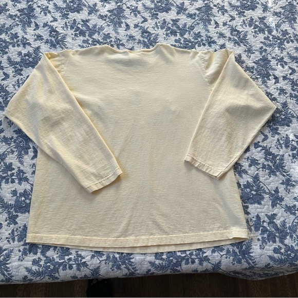 Day Breeze Shirt Vintage Butter Yellow Cat Design Embroidery Cotton Size L - Picture 5 of 9